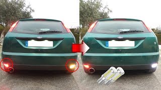 COMO CAMBIAR A LED BOMBILLA MARCHA ATRAS Y ANTINIEBLA│FORD FOCUS MK1 [upl. by Ennovi]