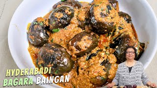 Hyderabadi Bagara Baingan  Baby Eggplant Curry  Recipe for Baby Eggplant Curry [upl. by Alliuqal]