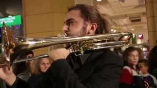 Flash Mob at Shopping Center Brass Ensemble Perugia Italy [upl. by Bidle]