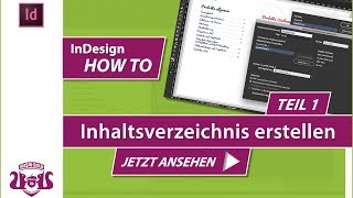 Inhaltsverzeichnis erstellen – Teil 1  InDesign HOW TO [upl. by Humble]