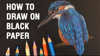 How to Draw with Colored Pencils on Black Paper TIPS and WALKTHROUGH [upl. by Nnaeed]