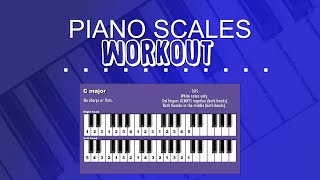 Piano Scales WORKOUT  play along to the backing tracks Video 1  WHITE NOTE MAJOR scales [upl. by Auric]