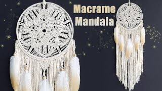 DIY Tutorial l How To Make Macrame Mandala Dreamcatcher [upl. by Yrojram]