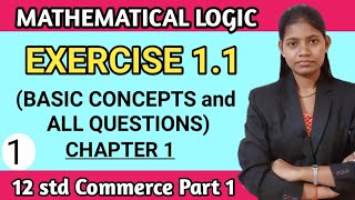 chapter 1 mathematical logic  exercise 11 class 12 commerce part 1 maharashtra board  Statement [upl. by Sachiko170]