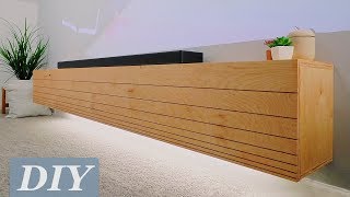 How To Build a Floating Media Console w Undermount LEDs  DIY Woodworking [upl. by Fan523]