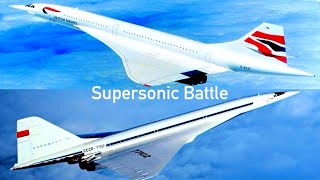 Concorde vs Tupolev TU144 Supersonic Aircraft Speed Race [upl. by Ainerol532]