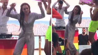 Lindsay Lohans viral dance moves at her Lohan Beach House Mykonos [upl. by Loss]