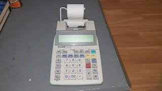 Sharp EL1750V battery powered adding machine [upl. by Yelsnit860]