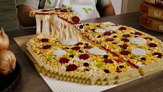 Lego Large Pizza  Remake   Lego In Real Life 10  Stop Motion Cooking ＆ ASMR [upl. by Rendrag561]