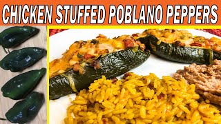 CHICKEN STUFFED POBLANO PEPPERS RECIPE  How To Make Delicious Stuffed Peppers [upl. by Laryssa]