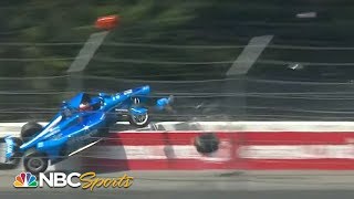 Massive wreck in first lap of IndyCar ABC Supply 500  Motorsports on NBC [upl. by Dremann]