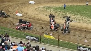 SPRINT CARS at Lincoln Park Speedway  Massive Crashes and Close Dirt Track Racing [upl. by Leatrice]