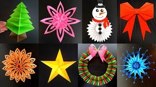 8 DECORACIONES NAVIDEÑAS DE PAPEL PARA HACER EN 5 MINUTOS ideas de decoracion [upl. by Eneja]