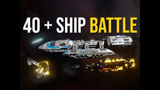 Space Engineers  Massive 40 Ship Fleet Battle [upl. by Aitnohs]