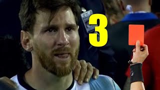 Lionel Messi All 3 RED CARDS In Career [upl. by Akahs]