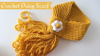 How To Crochet Easy Daisy Scarf  Beginner Friendly Tutorial [upl. by Assenad]