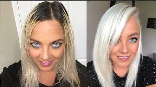 HOW TO  DIY  ICY WHITE PLATINUM BLONDE  NO DAMAGE  USING OLAPLEX [upl. by Ahsena]