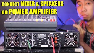 BASIC POWER AMP SETUP  Mixer amp Speaker Connection  StereoParallelBridge Mode Guide  TUT [upl. by Alegnaoj153]