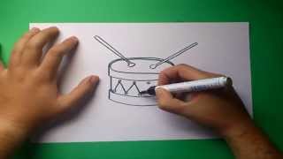 Como dibujar un tambor paso a paso  How to draw a drum [upl. by Huppert580]