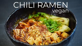 Vegan Chili Ramen Recipe  Spicy Red Broth Noodle Soup [upl. by Enaed810]