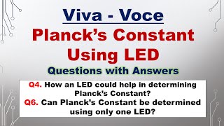 Plancks Constant using LED  Viva Voce  Practical file [upl. by Eleira]