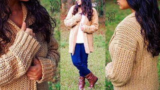 Free Crochet Cardigan Pattern for Beginners Comfy Cozy Cardigan [upl. by Avitzur]