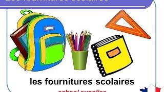 French Lesson 40  SCHOOL SUPPLIES Stationery Vocabulary  Fournitures scolaires Útiles escolares [upl. by Aseela701]