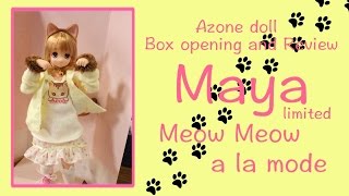 Azone doll Box opening and Review Maya Meow Meow a la mode [upl. by Tammie756]