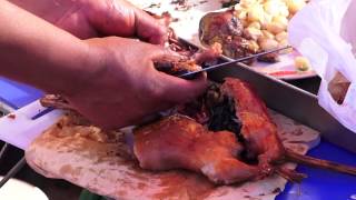 Street Food in Peru Cusco  Roasted Guinea Pig [upl. by Nitsug]