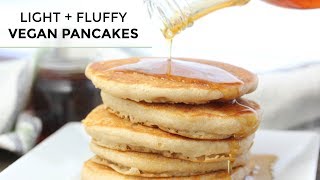 VEGAN PANCAKES  Light  Fluffy Vegan Pancake Recipe [upl. by Lytsirhc855]