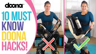 Doona Car Seat  Stroller  10 Must Know Hacks [upl. by Ahsinyd]