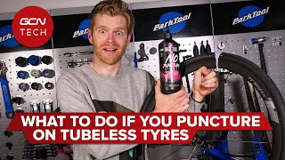 How To Fix A Punctured Tubeless Tyre  GCN Tech Puncture Repair Guide [upl. by Lea625]