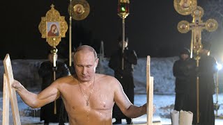 Russian president Vladimir Putin braves subzero lake to mark Orthodox Epiphany [upl. by Yrrep]