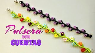 PULSERA con CUENTASMOSTACILLAS en forma de FLOR EFECTO RAMAS [upl. by Boar565]