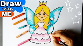 HOW TO DRAW A FAIRY WITH STEP BY STEP FOR KIDS [upl. by Theadora]