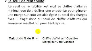 Comptabilité Analytique S3 partie 25 quot le coût partiel EP4  le seuil de rentabilité quot [upl. by Ynahpit898]