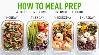 How To Meal Prep 4 Different Lunches In Under 1 Hour [upl. by Rosner]