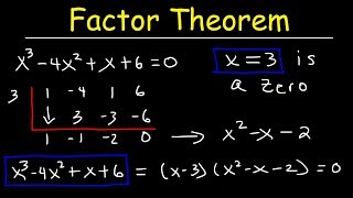 Factor Theorem and Synthetic Division of Polynomial Functions [upl. by Aciria244]