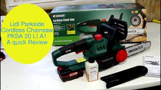 Lidl Parkside Cordless Chainsaw PKSA 20LI A1 Review [upl. by Annehcu]