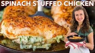 Cheesy Spinach Stuffed Chicken Breasts [upl. by Enibas]