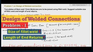 Problem 1 on Design of Welded connection  Design of Steel Structures [upl. by Norramic]