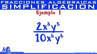 Simplificación de fracciones algebraicas  Ejemplo 1 [upl. by Anyalram]