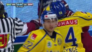 Ice hockey  friendly game 15042017  Latvia v Sweden  4  3 [upl. by Oijile]